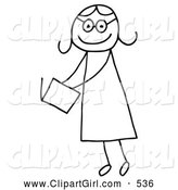 Clip Art of a Stick Figure Person Girl Reading a Book by C Charley-Franzwa