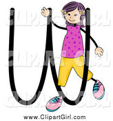 Clip Art of a Stick Girl and Letter W by BNP Design Studio