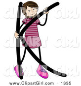 Clip Art of a Stick Girl with an Alphabet Letter K by BNP Design Studio
