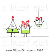 Clip Art of a Triangle, Square and Round Stick Family by NL Shop