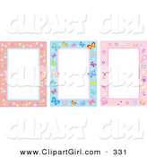 Clip Art of a Trio of Bubble, Butterfly and Feminine Stationery Backgrounds by Alex Bannykh