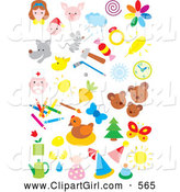 Clip Art of a Various Colorful Icons of People, Animals, Weather, Sports, and Art by Alex Bannykh