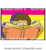 Clip Art of a Young Boy or Girl Reading a Really Good Book by Andy Nortnik