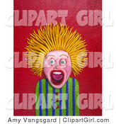 Clip Art of an Afraid Person with Blond Hair Standing on End by