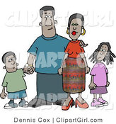 Clip Art of an African American Family Standing Together As a Group and Holding Hands by Djart