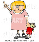 Clip Art of an Angry Little Blond Caucasian Girl Holding Her Doll and Flipping Someone off After Not Getting Her WayAngry Little Blond Caucasian Girl Holding Her Doll and Flipping Someone off After Not Getting Her Way by Djart