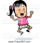Clip Art of an Excited Black Haired Girl Jumping by Cory Thoman