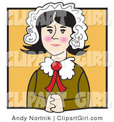 Clip Art of an Old Fashioned Quaker Woman with Flushed Cheeks, Wearing a Bonnet in Her Hair, Seated with Her Hands Clasped in Front of Her by Andy Nortnik