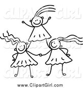 Clip Art of Black and White Girls Forming a Pyramid by Prawny