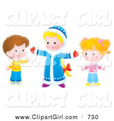 Clip Art of Caucasian Children Holding Their Arms Open by Alex Bannykh
