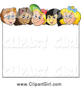 Clip Art of Diverse Happy Children over a Blank Sign by Visekart