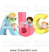 Clip Art of Diverse School Children Playing on ABC by BNP Design Studio