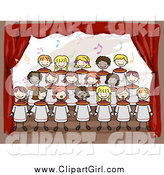 Clip Art of Doodled Diverse Kids Singing in a School Choir by BNP Design Studio