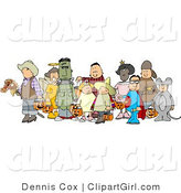 Clip Art of Halloween Trick-or-treaters Standing Together As a Group in Their Costumes on a White Background by Djart