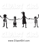 Clip Art of Silhouetted Kids Holding Hands by Prawny