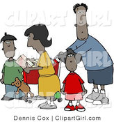Vector Clip Art of an African American Family Shopping Together at a Grocery Store by Djart