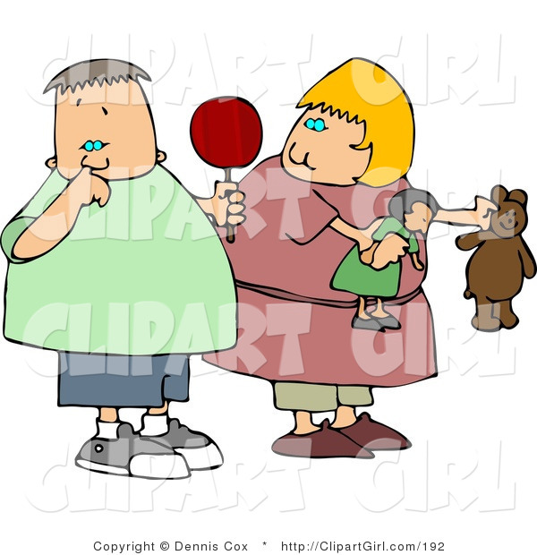 Clip Art of a Chubby Girl Watching Nasty Boy Pick His Nose with His Pointer Finger