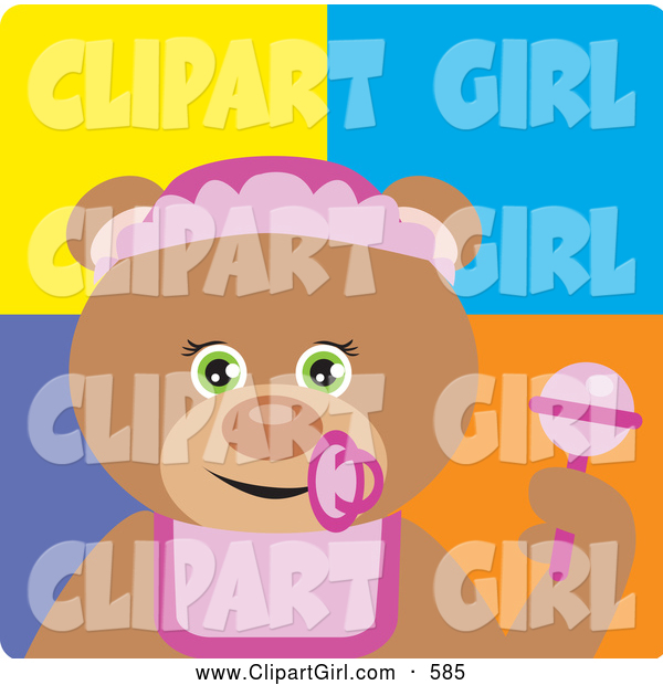 Clip Art of a Cute Teddy Bear Baby Girl Character