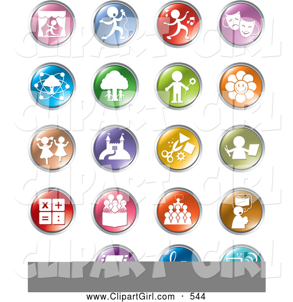 Clip Art of a Group of Colorful Entertainment and Business Buttons
