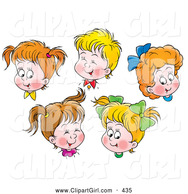 Clip Art of a Group of Happy Boys and Girls Giggling and Smiling