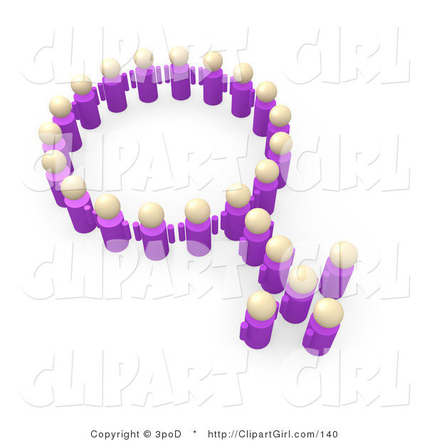 Clip Art of a Group of Purple People Forming the Female Sex Sign