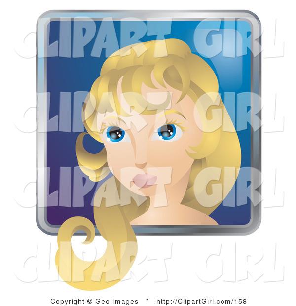 Clip Art of a Person Internet Messenger Avatar of a Pretty Woman with Blond Hair and Blue Eyes