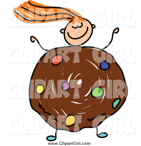 Clip Art of a Red Haired White Girl with a Cookie Body