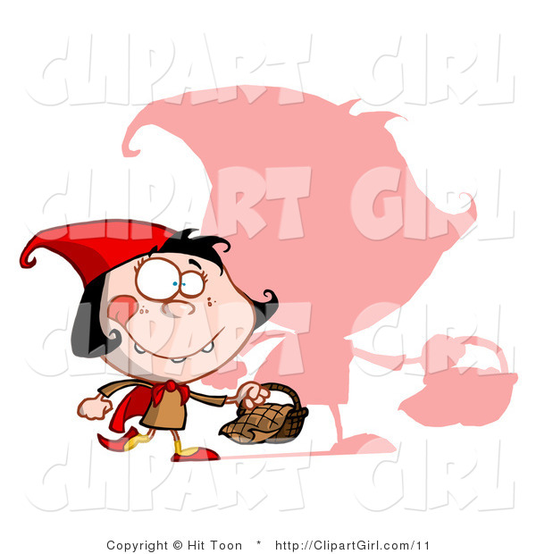 Clip Art of a Shadow and Red Riding Hood - Royalty Free