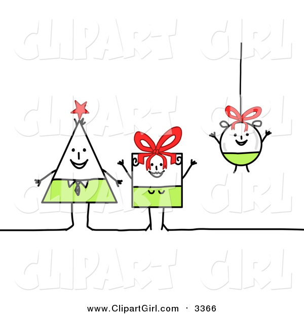 Clip Art of a Triangle, Square and Round Stick Family