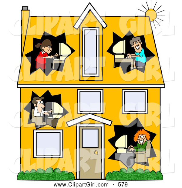Clip Art of a Two Story Home