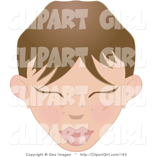 Clip Art of a Woman's Face with Bangs with Her Eyes Shut