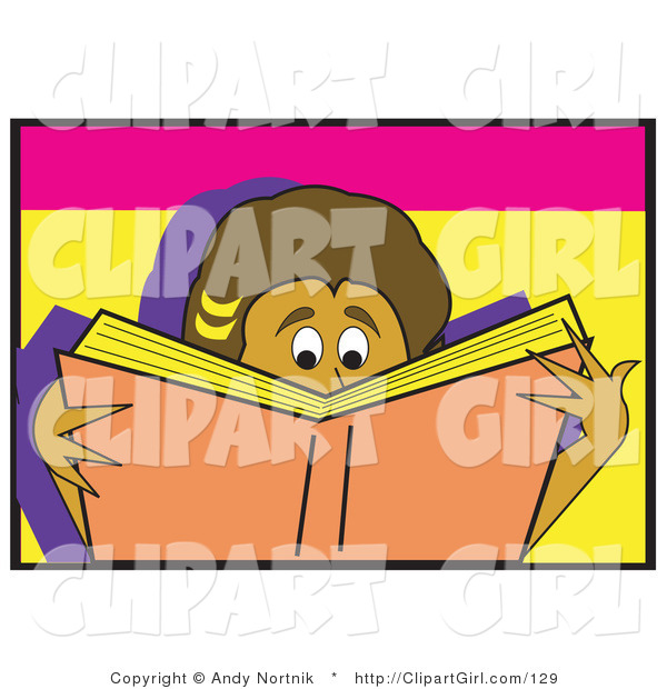 Clip Art of a Young Boy or Girl Reading a Really Good Book