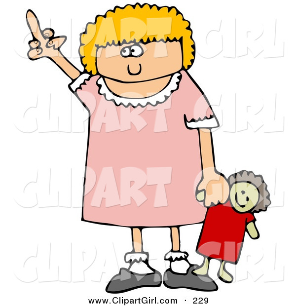 Clip Art of an Angry Little Blond Caucasian Girl Holding Her Doll and Flipping Someone off After Not Getting Her WayAngry Little Blond Caucasian Girl Holding Her Doll and Flipping Someone off After Not Getting Her Way