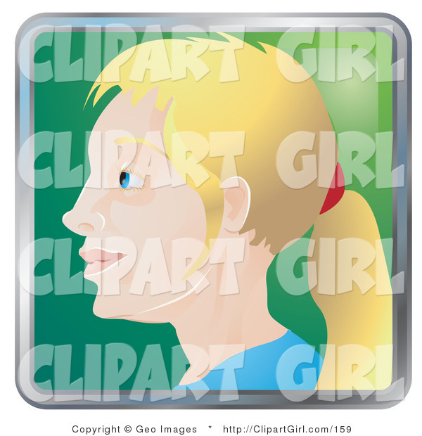 Clip Art of People Internet Instant Messenger Avatar of a Blond Woman with Her Hair in a Pony Tail