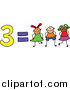Clip Art of 3 of 3 Equals Three Stick Kids by Prawny