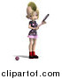 Clip Art of a 3d Blond Mohawk Girl Playing Tennis by