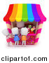 Clip Art of a 3d White School Kids Buying Candy at a Stand by BNP Design Studio