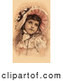 Clip Art of a Beautiful Little Victorian Girl Dressed in Her Easter Dress and Bonnet, Looking to the Right by OldPixels