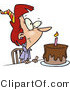 Clip Art of a Birthday Woman with Candle on a Chocolate Birthday Cake by Toonaday