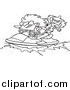 Clip Art of a Black and White Mother and Daughter Riding a Jet Ski by Toonaday