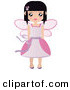 Clip Art of a Black Haired White Fairy Princess in a Pink Dress and Wings by Melisende Vector