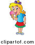 Clip Art of a Blond Girl Licking an Ice Cream Cone by Visekart