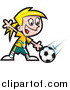 Clip Art of a Blond Girl Soccer Player by Jtoons