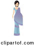 Clip Art of a Bollywood Indian Woman in a Blue Dress with a Saree by Melisende Vector