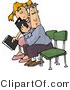 Clip Art of a Boy and a Girl Reading Magazines While Sitting in a Waiting Room by Djart