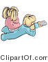 Clip Art of a Boy and Girl in PJS Watching TV by Leo Blanchette