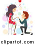 Clip Art of a Boy Proposing to His Girlfriend While She Sits by BNP Design Studio