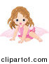 Clip Art of a Brunette White Baby Girl Fairy in Pink by Pushkin