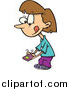 Clip Art of a Cartoon Brunette Girl Texting on a Cell Phone by Toonaday
