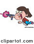 Clip Art of a Cartoon Brunette White Girl Shooting a Gun and Playing Laser Tag by Toonaday